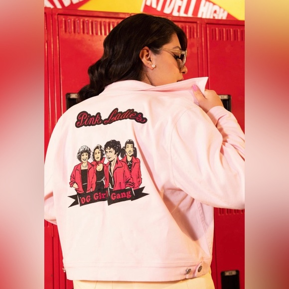 Unique Vintage x Grease Pink Ladies Cropped Denim Jacket, XS, NWT! - Picture 8 of 14